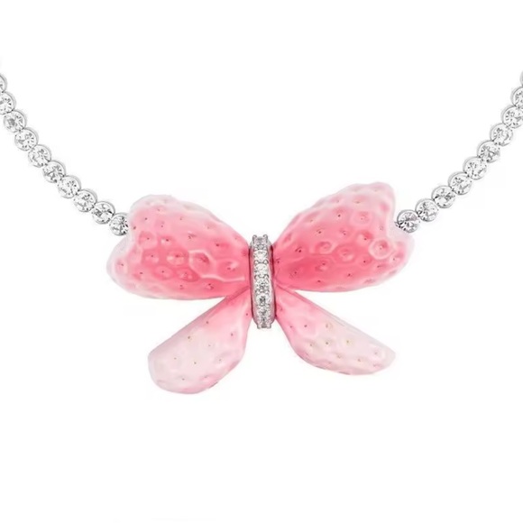 YVMIN Jewelry - Pink Butterfly Strawberry Pendant Necklace/Chocker